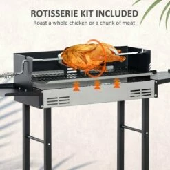 Outsunny Charcoal Spit Roasting Machine W/ 3-Tier Grill Grate & Foldable Shelves -Outsunny store 53651645 3