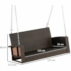 Outsunny 2-person Wicker Swing Chair, Porch Loveseat Garden Hanging Bench, Cream -Outsunny store 53730091 2