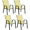 Outsunny Set Of 4 Garden Dining Chair Set Outdoor W/ High Back Armrest Beige -Outsunny store 53830129 1