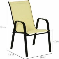 Outsunny Set Of 4 Garden Dining Chair Set Outdoor W/ High Back Armrest Beige -Outsunny store 53830129 2