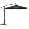 Outsunny 3(m) LED Patio Banana Umbrella Cantilever Parasol W/ Crank, Black -Outsunny store 53830131 1