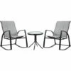 Outsunny 3 Pieces Outdoor Rocking Chairs Set W/ Tempered Glass Table For Garden -Outsunny store 53918188 1