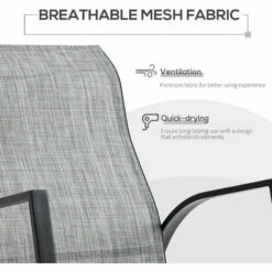 Outsunny 3 Pieces Outdoor Rocking Chairs Set W/ Tempered Glass Table For Garden -Outsunny store 53918188 4