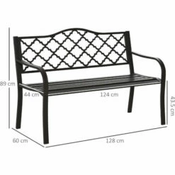 Outsunny Outdoor Garden Bench 2 Seater Patio Porch Loveseat Chair Seater Brown -Outsunny store 53918207 2