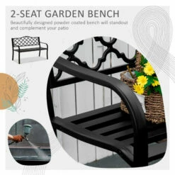 Outsunny Outdoor Garden Bench 2 Seater Patio Porch Loveseat Chair Seater Brown -Outsunny store 53918207 4