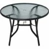 Outsunny 106cm Round Garden Dining Table With Parasol Hole Tempered Glass Top -Outsunny store 53918216 1