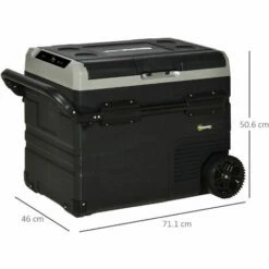 Outsunny 50L Car Refrigerator 12V Portable Freezer W/ Inner LED Light, Wheels -Outsunny store 53918217 2