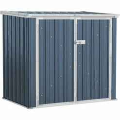 Outsunny 2-Bin Steel Rubbish Storage Shed W/ Double Locking Doors, Openable Lid