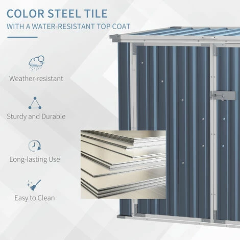 Outsunny 2-Bin Steel Rubbish Storage Shed W/ Double Locking Doors, Openable Lid 6 Outsunny 2-Bin Steel Rubbish Storage Shed W/ Double Locking Doors, Openable Lid - Image 4