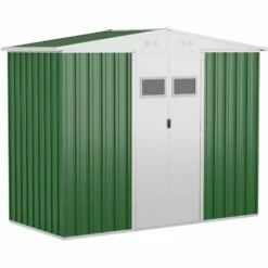 Outsunny store 22 Outsunny Outdoor Garden Storage Shed Metal Tool Storage Box For Backyard Green
