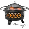Outsunny Outdoor Fire Pit Brazier With Cooking Grill Log Wood Charcoal Burner -Outsunny store 54027486 1