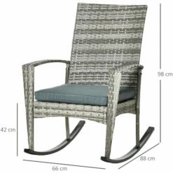 Outsunny Garden Rattan Rocking Chair, Bistro Recliner Rocker Furniture Seater -Outsunny store 54027495 2
