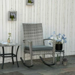 Outsunny Garden Rattan Rocking Chair, Bistro Recliner Rocker Furniture Seater -Outsunny store 54027495 3