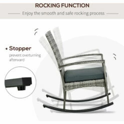 Outsunny Garden Rattan Rocking Chair, Bistro Recliner Rocker Furniture Seater -Outsunny store 54027495 4