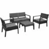 Outsunny 4PCS Patio PP Rattan Style Garden Loveseat, Armchairs & Tea Table Set -Outsunny store 54079557 1