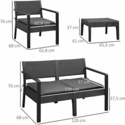 Outsunny 4PCS Patio PP Rattan Style Garden Loveseat, Armchairs & Tea Table Set 3 Outsunny 4PCS Patio PP Rattan Style Garden Loveseat, Armchairs & Tea Table Set -Outsunny store 54079557 2