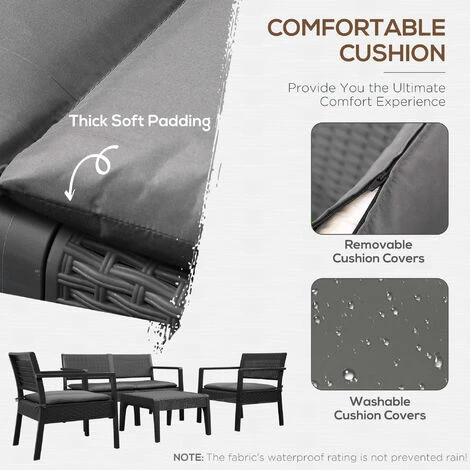 Outsunny 4PCS Patio PP Rattan Style Garden Loveseat, Armchairs & Tea Table Set Outsunny 4PCS Patio PP Rattan Style Garden Loveseat, Armchairs & Tea Table Set -Outsunny store 54079557 4