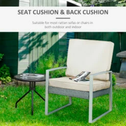 Outsunny 2 Piece Cushion Seat Cushion Pads For Rattan Furniture Indoor Outdoor -Outsunny store 54132575 4
