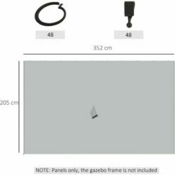 Outsunny 3 X 4(m) Universal Gazebo Replacement Sidewall Set W/ 4 Panels, Grey -Outsunny store 54132615 2