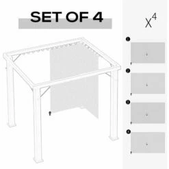 Outsunny 3 X 4(m) Universal Gazebo Replacement Sidewall Set W/ 4 Panels, Grey -Outsunny store 54132615 4