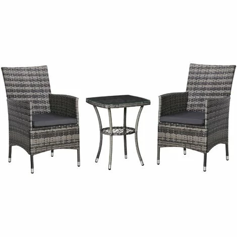 Outsunny Rattan Bistro Set Garden Chair Table Patio Outdoor Cushion Conservatory Outsunny Rattan Bistro Set Garden Chair Table Patio Outdoor Cushion Conservatory -Outsunny store 54339448 1