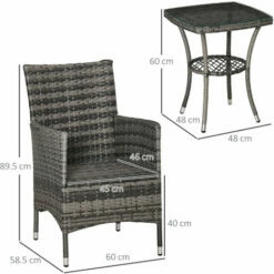 Outsunny Rattan Bistro Set Garden Chair Table Patio Outdoor Cushion Conservatory 3 Outsunny Rattan Bistro Set Garden Chair Table Patio Outdoor Cushion Conservatory -Outsunny store 54339448 2