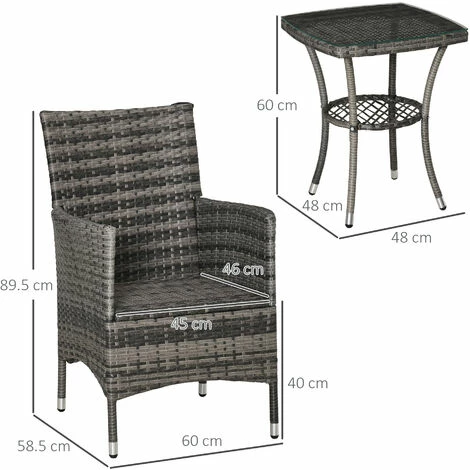 Outsunny Rattan Bistro Set Garden Chair Table Patio Outdoor Cushion Conservatory Outsunny Rattan Bistro Set Garden Chair Table Patio Outdoor Cushion Conservatory -Outsunny store 54339448 2