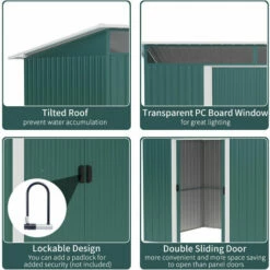 Outsunny Garden Shed Outdoor Storage Tool Organizer W/ Double Sliding Door -Outsunny store 54395717 4