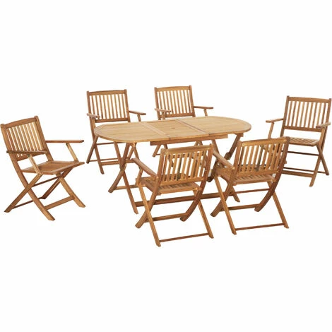 Outsunny 7 Piece Wooden Garden Furniture Set Folding Dining Table and Armchair Outsunny 7 Piece Wooden Garden Furniture Set Folding Dining Table And Armchair -Outsunny store 54395726 1