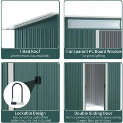 Outsunny Garden Shed Outdoor Storage Tool Organizer W/ Double Sliding Door -Outsunny store 54395744 4