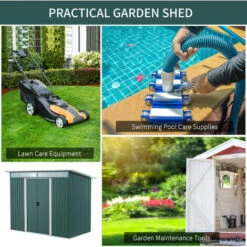 Outsunny Garden Shed Outdoor Storage Tool Organizer W/ Double Sliding Door -Outsunny store 54395744 5
