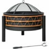 Outsunny Outdoor Fire Pit Portable Firebowl W/ Cover Poker For Patio Backyard 1 Outsunny Outdoor Fire Pit Portable Firebowl W/ Cover Poker For Patio Backyard -Outsunny store 54444997 1