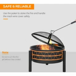 Outsunny Outdoor Fire Pit Portable Firebowl W/ Cover Poker For Patio Backyard -Outsunny store 54444997 4