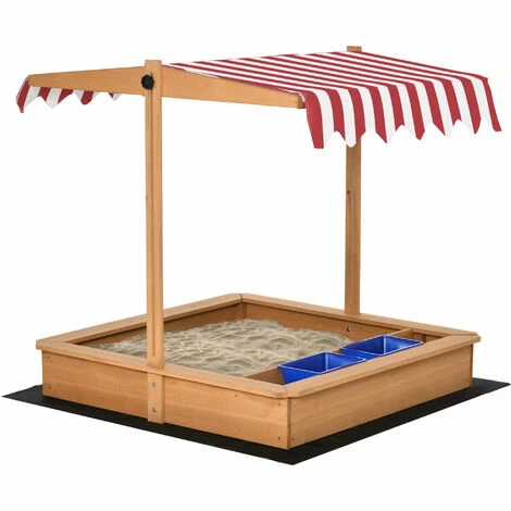 Outsunny Kids Wooden Sandbox Sand Pit Height Adjustable with Canopy Basins Outsunny Kids Wooden Sandbox Sand Pit Height Adjustable With Canopy Basins -Outsunny store 54445000 1