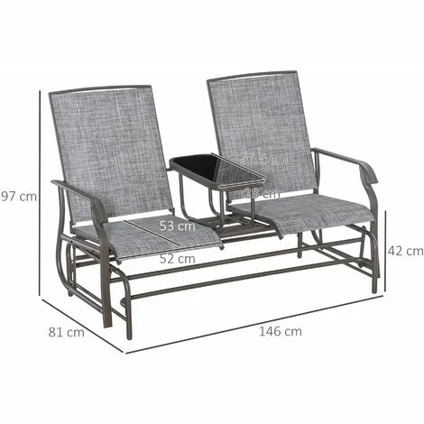 Outsunny 2 Seater Rocker Double Rocking Chair Lounger Outdoor Garden Furniture 4 Outsunny 2 Seater Rocker Double Rocking Chair Lounger Outdoor Garden Furniture - Image 2