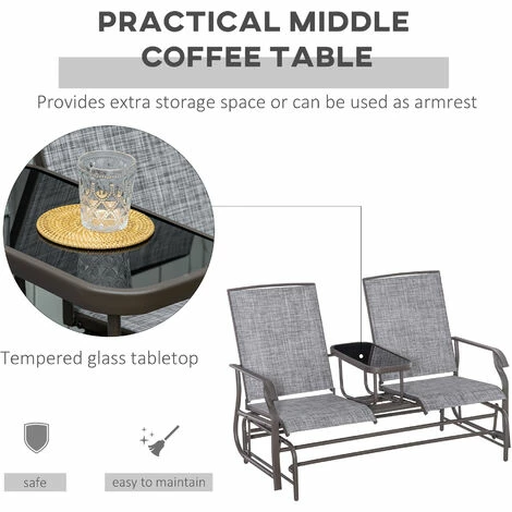 Outsunny 2 Seater Rocker Double Rocking Chair Lounger Outdoor Garden Furniture 6 Outsunny 2 Seater Rocker Double Rocking Chair Lounger Outdoor Garden Furniture - Image 4