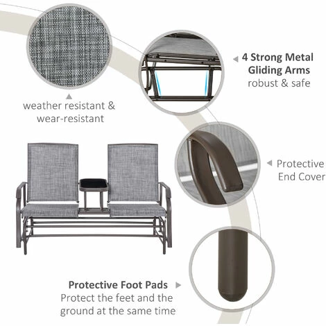 Outsunny 2 Seater Rocker Double Rocking Chair Lounger Outdoor Garden Furniture 7 Outsunny 2 Seater Rocker Double Rocking Chair Lounger Outdoor Garden Furniture - Image 5