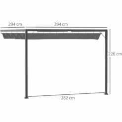 Outsunny 3 X 3(m) Outdoor Pergola Retractable Canopy Wall Mounted Gazebo Grey -Outsunny store 54662337 2