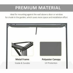 Outsunny 3 X 3(m) Outdoor Pergola Retractable Canopy Wall Mounted Gazebo Grey -Outsunny store 54662337 5