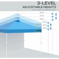 Outsunny 3x3(M) Pop Up Gazebo Canopy Tent W/ 1 Sidewall Carrying Bag Blue -Outsunny store 54691247 4