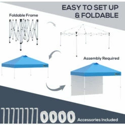 Outsunny 3x3(M) Pop Up Gazebo Canopy Tent W/ 1 Sidewall Carrying Bag Blue -Outsunny store 54691247 5
