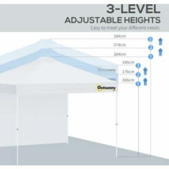 Outsunny 3x3(M) Pop Up Gazebo Canopy Tent W/ 1 Sidewall Carrying Bag White -Outsunny store 54691272 4