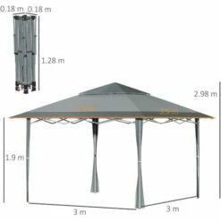 Outsunny 4 X 4m Outdoor Pop-Up Canopy Tent Gazebo Adjustable Legs Bag Dark Grey -Outsunny store 54691274 2