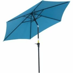 Outsunny Patio Umbrella Parasol Sun Shade Garden Aluminium Blue 2.7M