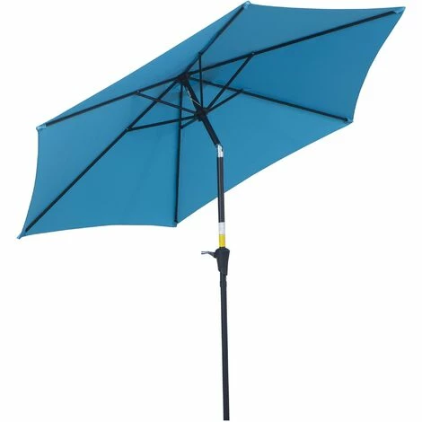 Outsunny Patio Umbrella Parasol Sun Shade Garden Aluminium Blue 2.7M 3 Outsunny Patio Umbrella Parasol Sun Shade Garden Aluminium Blue 2.7M