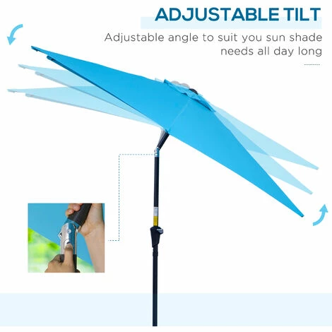 Outsunny Patio Umbrella Parasol Sun Shade Garden Aluminium Blue 2.7M 6 Outsunny Patio Umbrella Parasol Sun Shade Garden Aluminium Blue 2.7M - Image 4