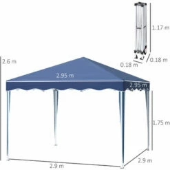 Outsunny 3x3(m) Pop Up Gazebo Marquee Tent For Garden W/ Carry Bag Blue 3 Outsunny 3x3(m) Pop Up Gazebo Marquee Tent For Garden W/ Carry Bag Blue -Outsunny store 54691374 2
