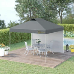 Outsunny 3x3(M) Pop Up Gazebo Canopy Tent W/ 1 Sidewall Carrying Bag Grey -Outsunny store 54691376 3