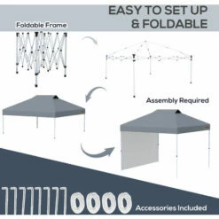 Outsunny 3x3(M) Pop Up Gazebo Canopy Tent W/ 1 Sidewall Carrying Bag Grey -Outsunny store 54691376 5