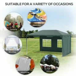 Outsunny 3 X 4 M Garden Gazebo Outdoor Canopy Marquee Party Tent Green -Outsunny store 54809873 5